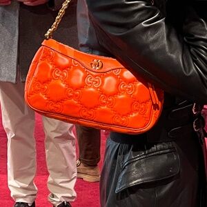 Gucci orange leather shoulder bag